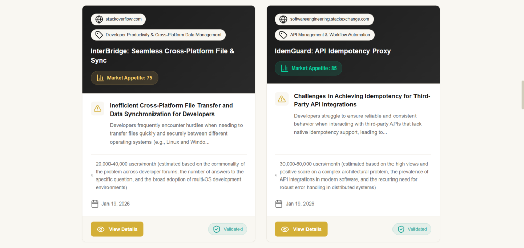 Opensource tool generating validated SaaS ideas from stackexchange and public data