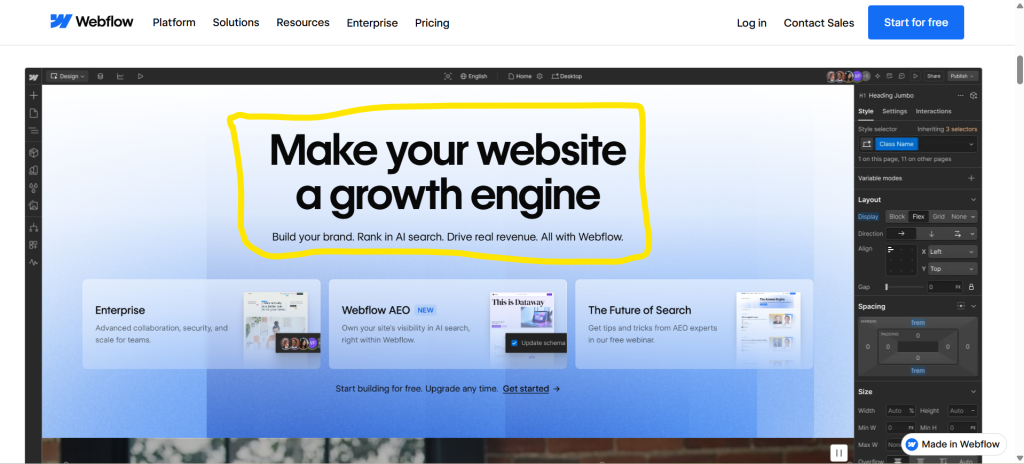 webflow no-code website builder