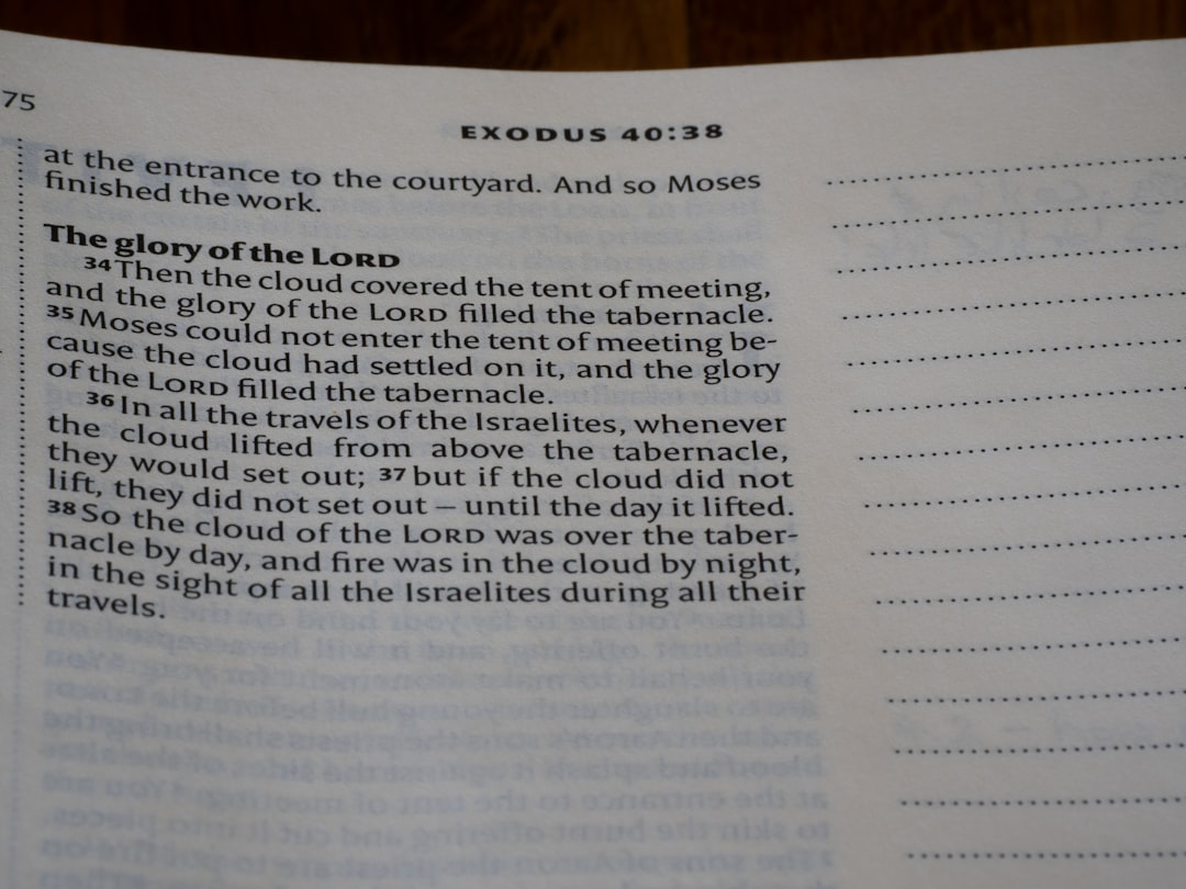 Page from a bible showing text from exodus.