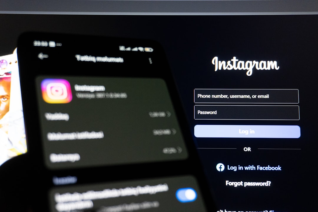 Instagram app on phone and login screen.