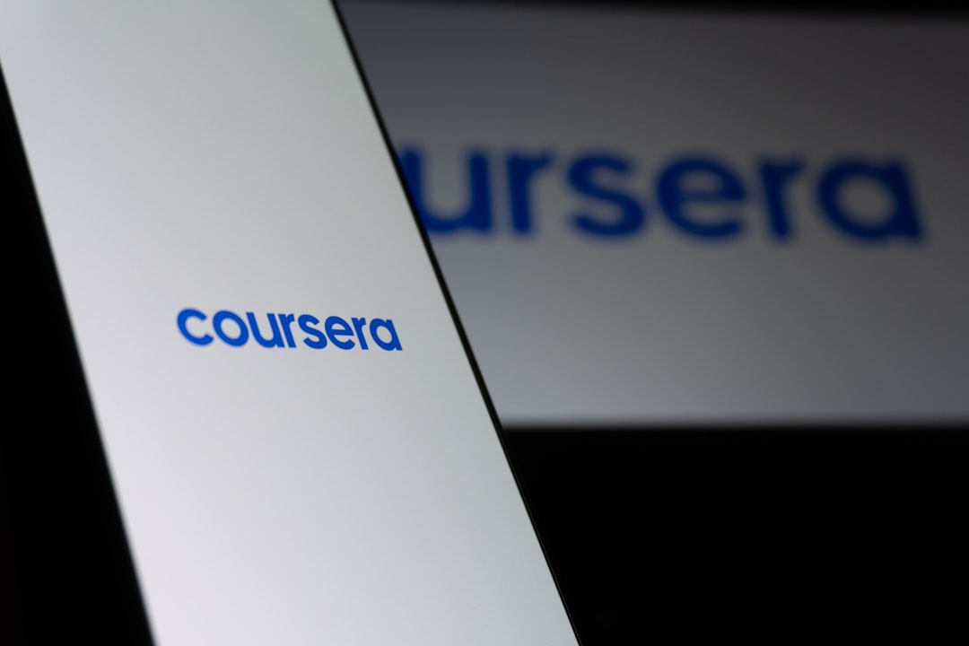Coursera logo on a screen