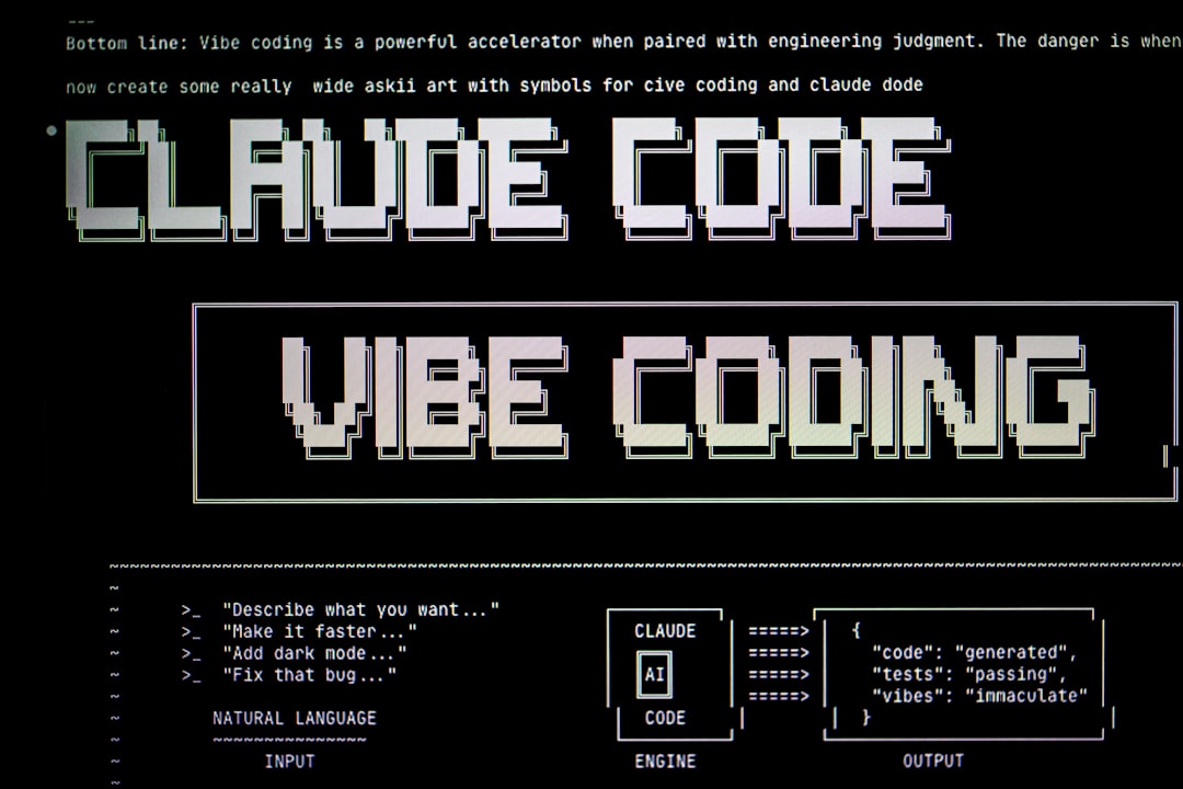 Digital art with text "claude code" and "vibe coding"