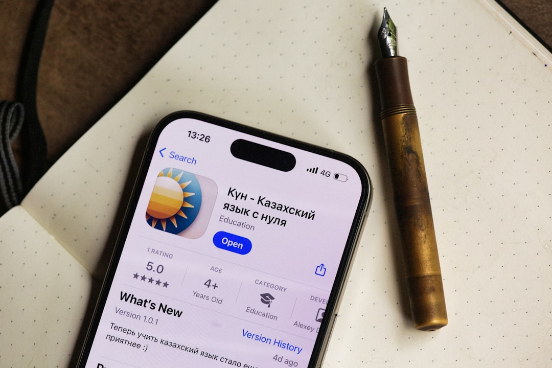 A phone shows a kazakh language learning app.