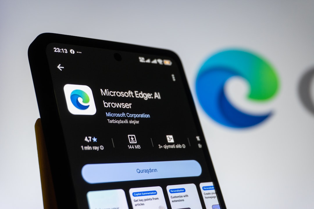 Microsoft edge browser app on a smartphone screen.