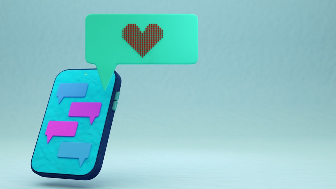 Smartphone displaying chat bubbles with a heart icon.