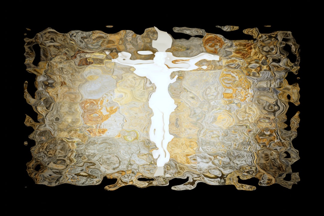 a painting of a cross on a black background